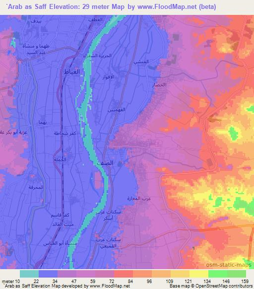 `Arab as Saff,Egypt Elevation Map