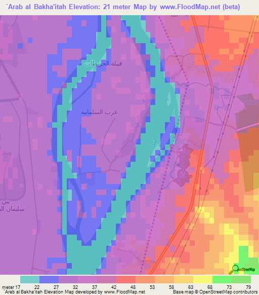 `Arab al Bakha'itah,Egypt Elevation Map