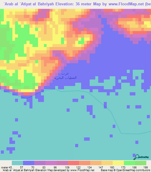 `Arab al `Atiyat al Bahriyah,Egypt Elevation Map