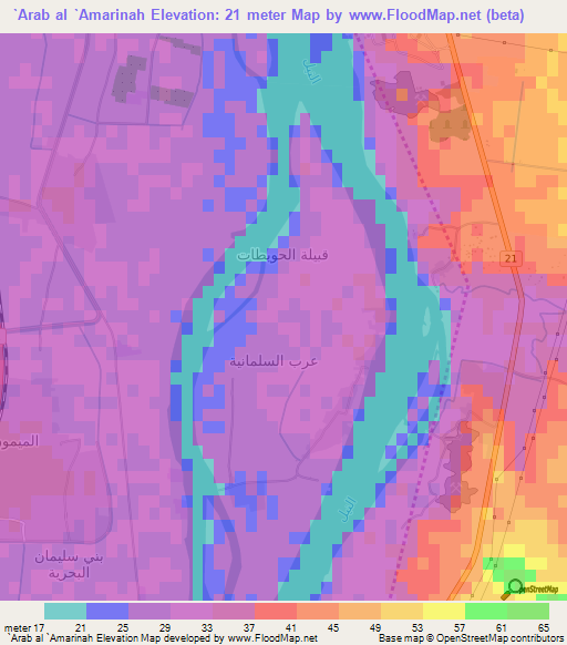 `Arab al `Amarinah,Egypt Elevation Map