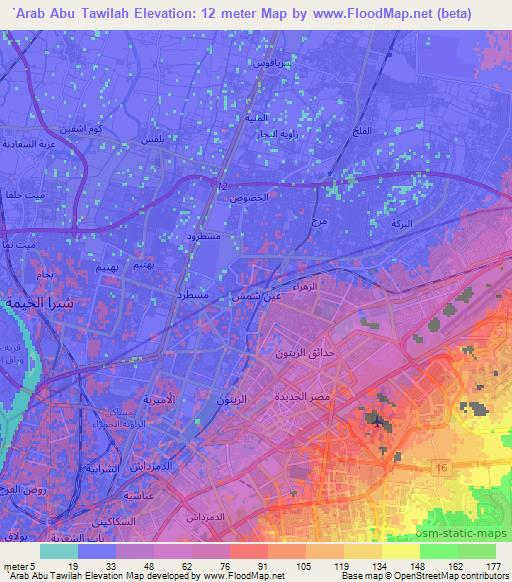 `Arab Abu Tawilah,Egypt Elevation Map