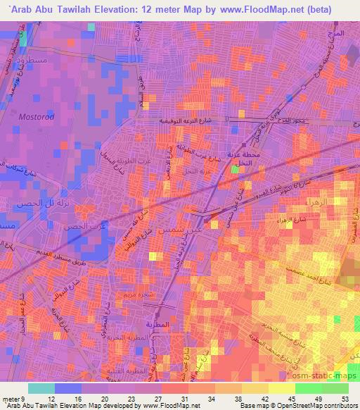 `Arab Abu Tawilah,Egypt Elevation Map