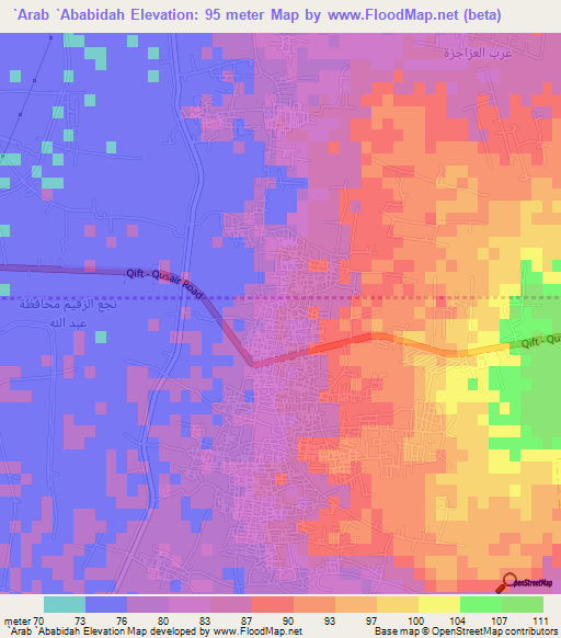 `Arab `Ababidah,Egypt Elevation Map