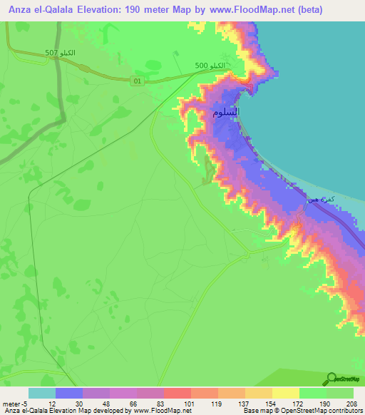 Anza el-Qalala,Egypt Elevation Map