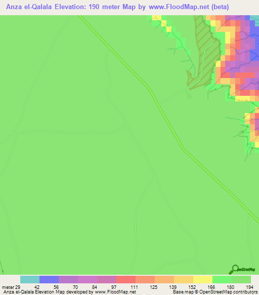 Anza el-Qalala,Egypt Elevation Map