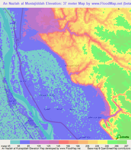 An Nazlah al Mustajiddah,Egypt Elevation Map