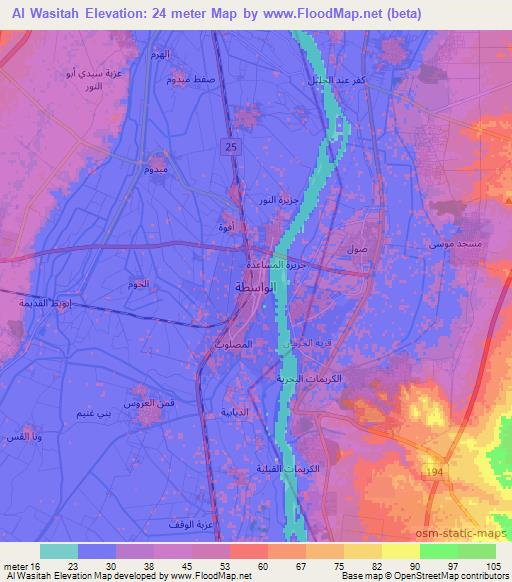 Al Wasitah,Egypt Elevation Map