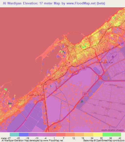 Al Wardiyan,Egypt Elevation Map