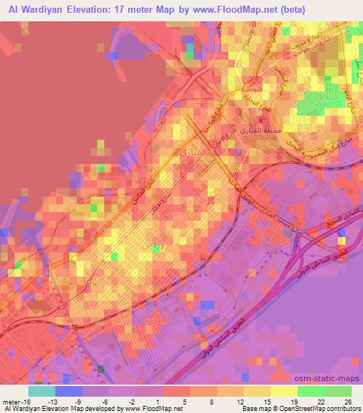 Al Wardiyan,Egypt Elevation Map