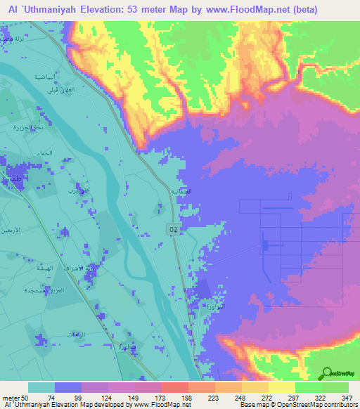 Al `Uthmaniyah,Egypt Elevation Map