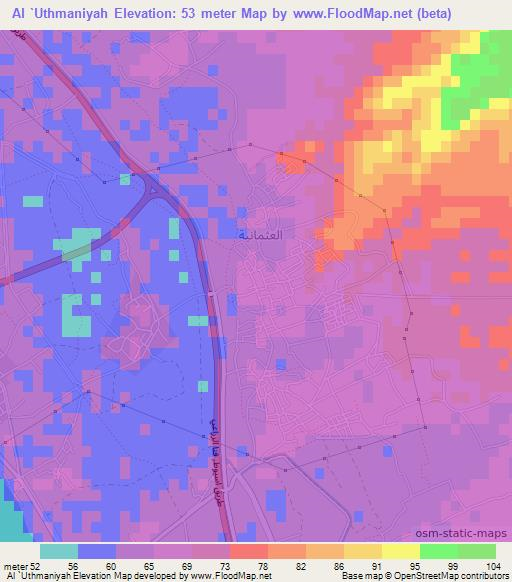 Al `Uthmaniyah,Egypt Elevation Map
