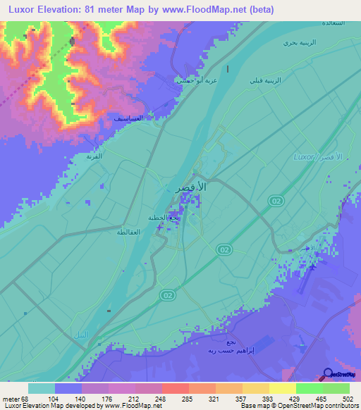 Luxor,Egypt Elevation Map