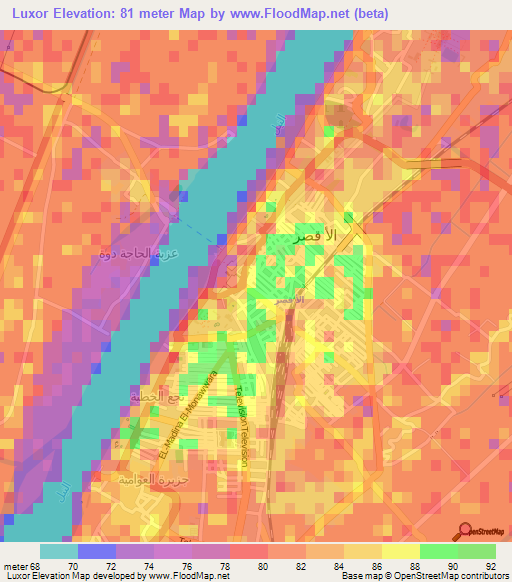 Luxor,Egypt Elevation Map