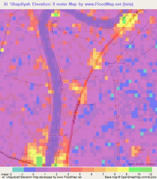 Al `Ubaydiyah,Egypt Elevation Map