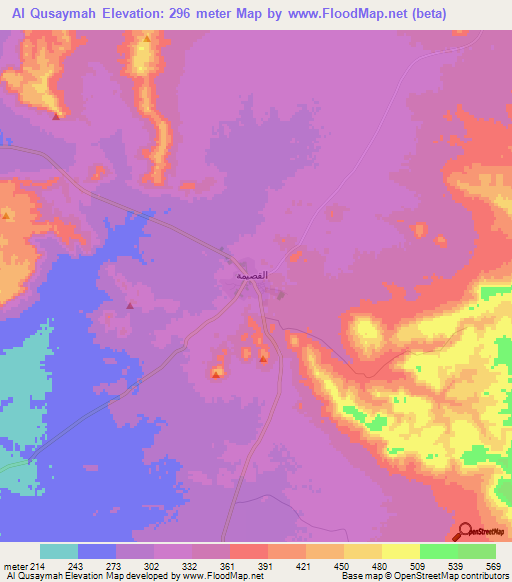 Al Qusaymah,Egypt Elevation Map