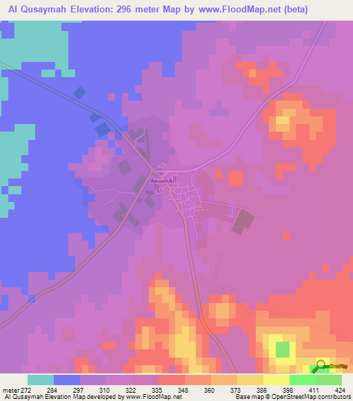 Al Qusaymah,Egypt Elevation Map