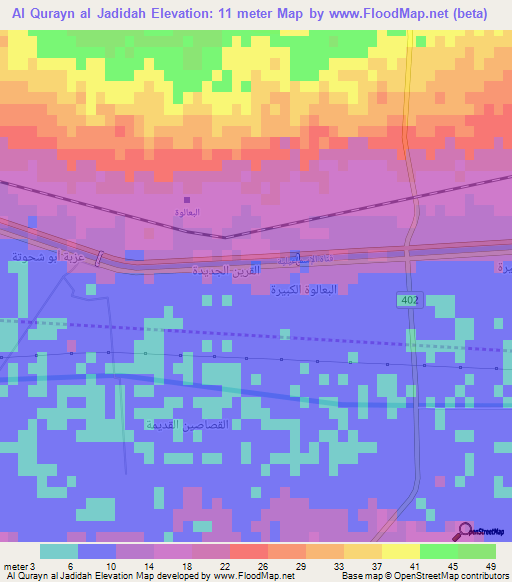 Al Qurayn al Jadidah,Egypt Elevation Map