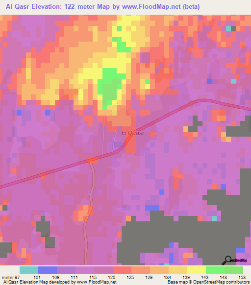 Al Qasr,Egypt Elevation Map