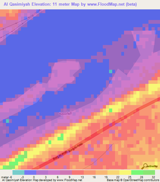 Al Qasimiyah,Egypt Elevation Map