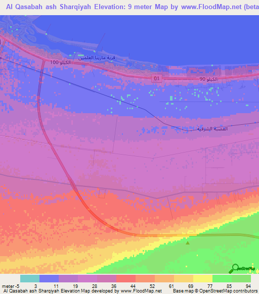 Al Qasabah ash Sharqiyah,Egypt Elevation Map