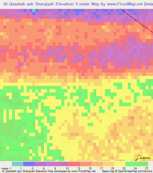 Al Qasabah ash Sharqiyah,Egypt Elevation Map