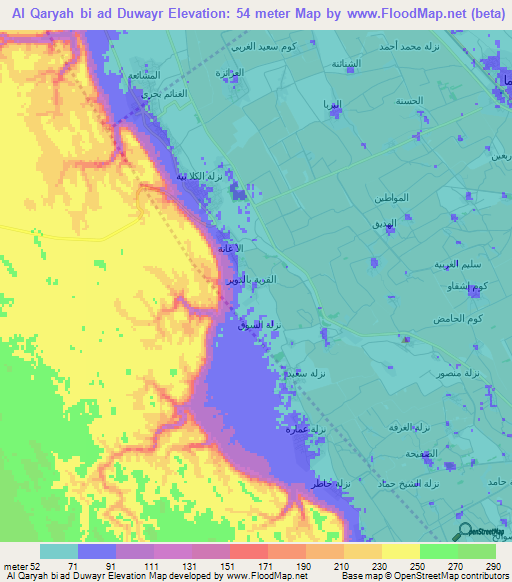 Al Qaryah bi ad Duwayr,Egypt Elevation Map