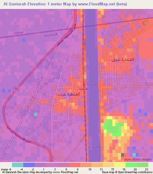 Al Qantarah,Egypt Elevation Map