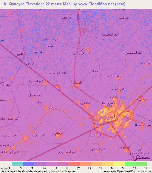 Al Qanayat,Egypt Elevation Map