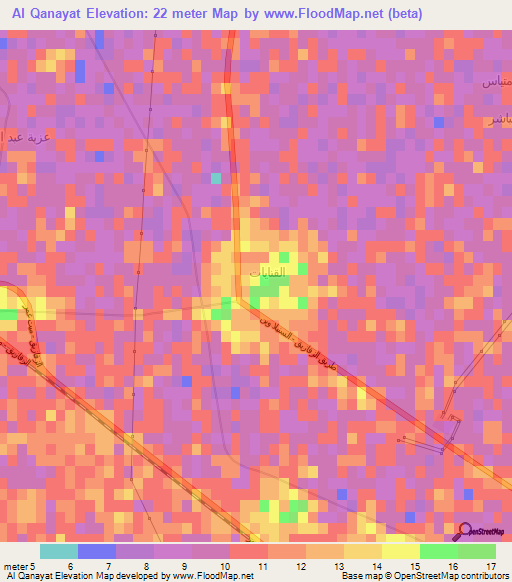 Al Qanayat,Egypt Elevation Map