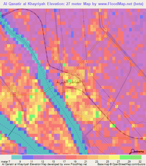 Al Qanatir al Khayriyah,Egypt Elevation Map