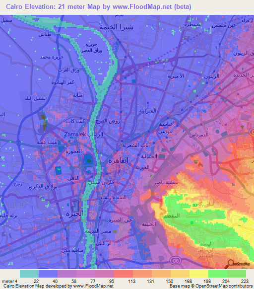 Cairo,Egypt Elevation Map