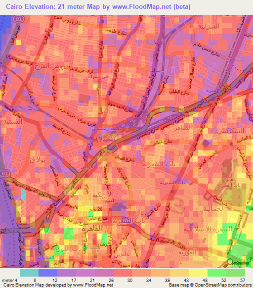 Cairo,Egypt Elevation Map