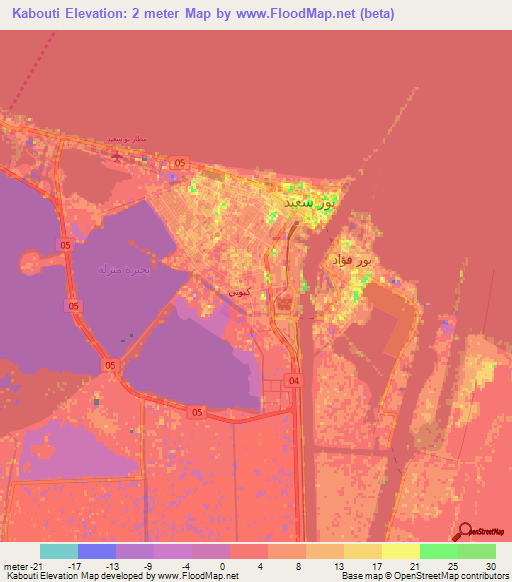 Kabouti,Egypt Elevation Map