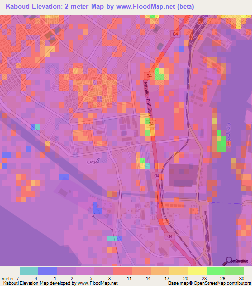 Kabouti,Egypt Elevation Map