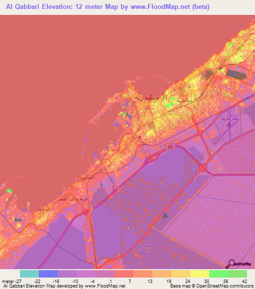 Al Qabbari,Egypt Elevation Map