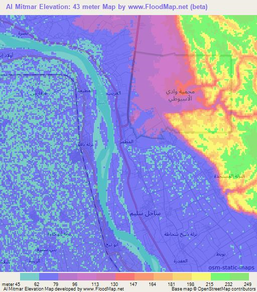 Al Mitmar,Egypt Elevation Map