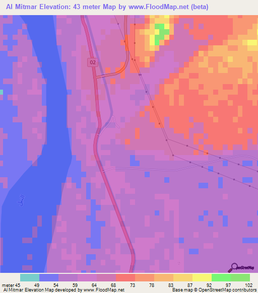 Al Mitmar,Egypt Elevation Map