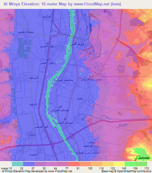 Al Minya,Egypt Elevation Map