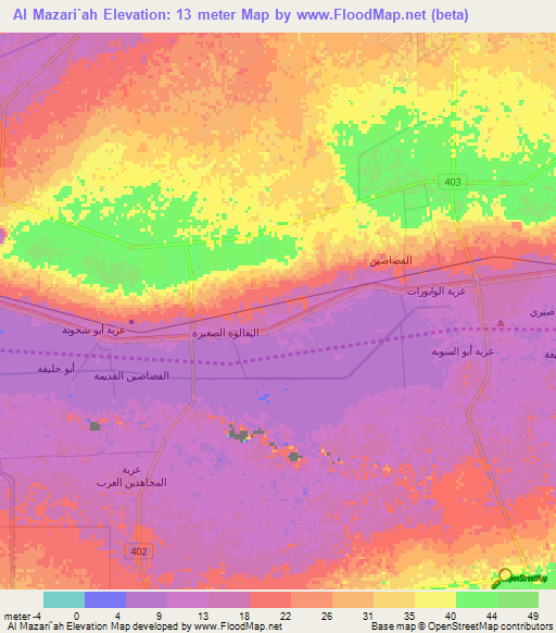 Al Mazari`ah,Egypt Elevation Map