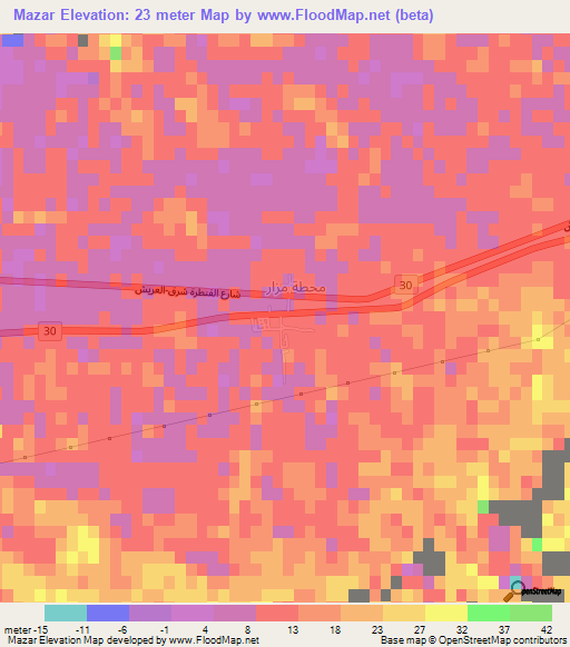 Mazar,Egypt Elevation Map