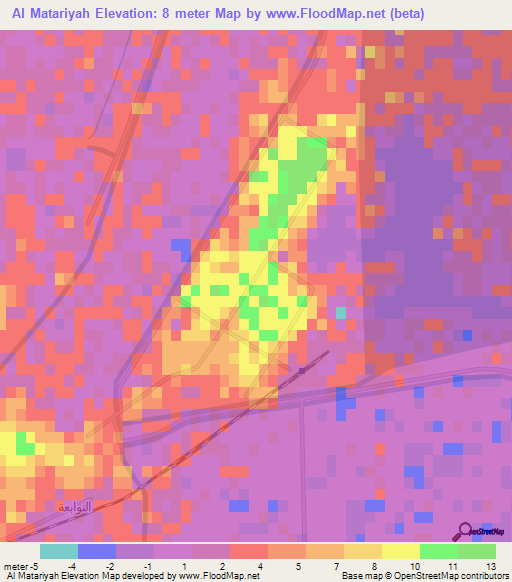 Al Matariyah,Egypt Elevation Map