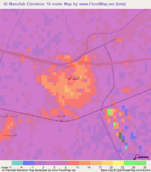 Al Manzilah,Egypt Elevation Map