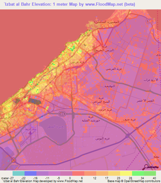 `Izbat al Bahr,Egypt Elevation Map