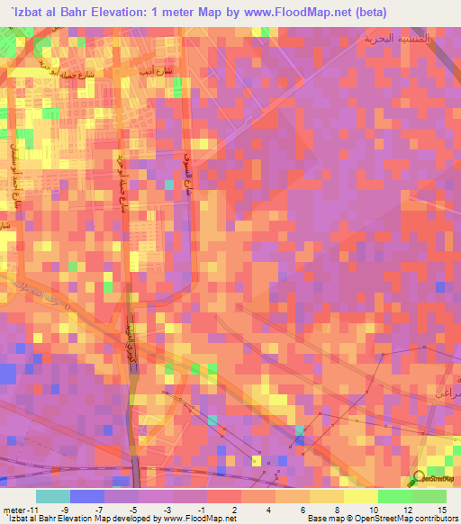 `Izbat al Bahr,Egypt Elevation Map