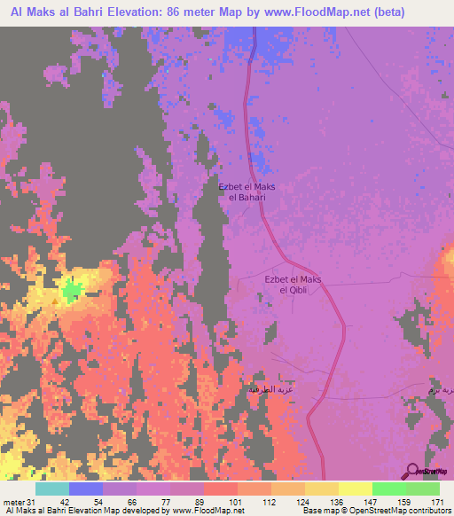 Al Maks al Bahri,Egypt Elevation Map