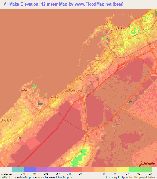 Al Maks,Egypt Elevation Map