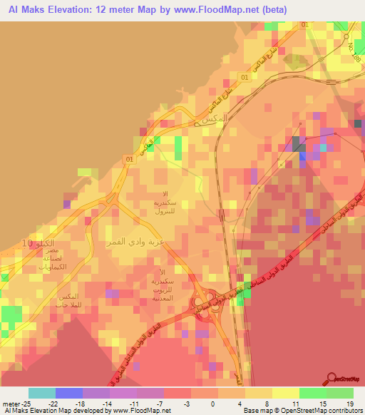 Al Maks,Egypt Elevation Map