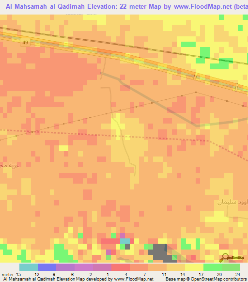 Al Mahsamah al Qadimah,Egypt Elevation Map