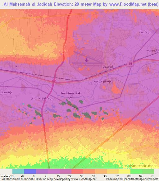 Al Mahsamah al Jadidah,Egypt Elevation Map