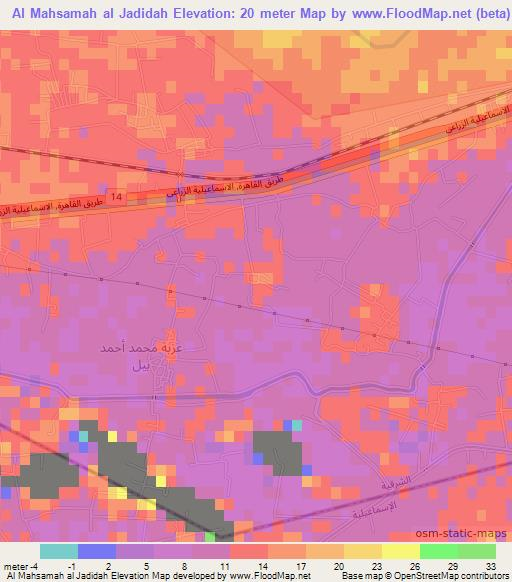 Al Mahsamah al Jadidah,Egypt Elevation Map